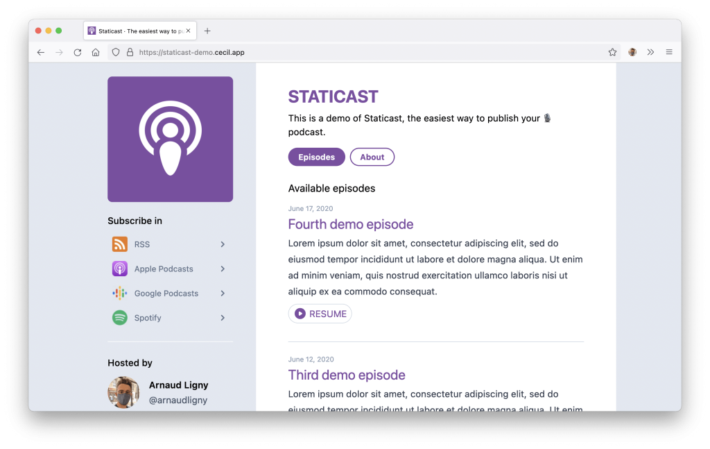 staticast's screenshot